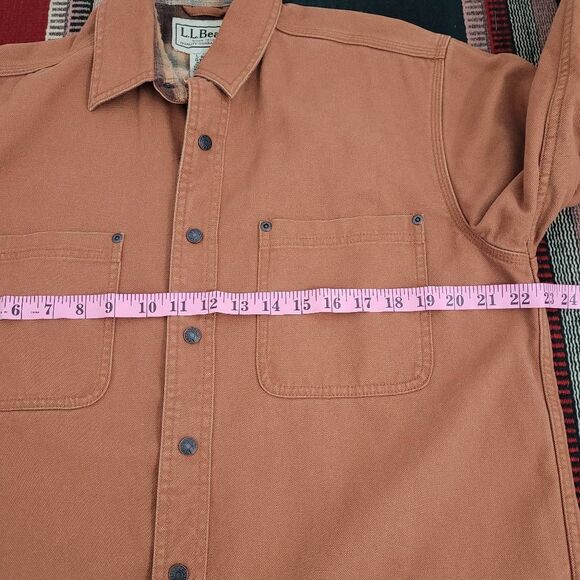 LL Bean Canvas Field Barn Shacket Jacket Mens Small Plaid Flannel Lined OYQ21 - Picture 5 of 6